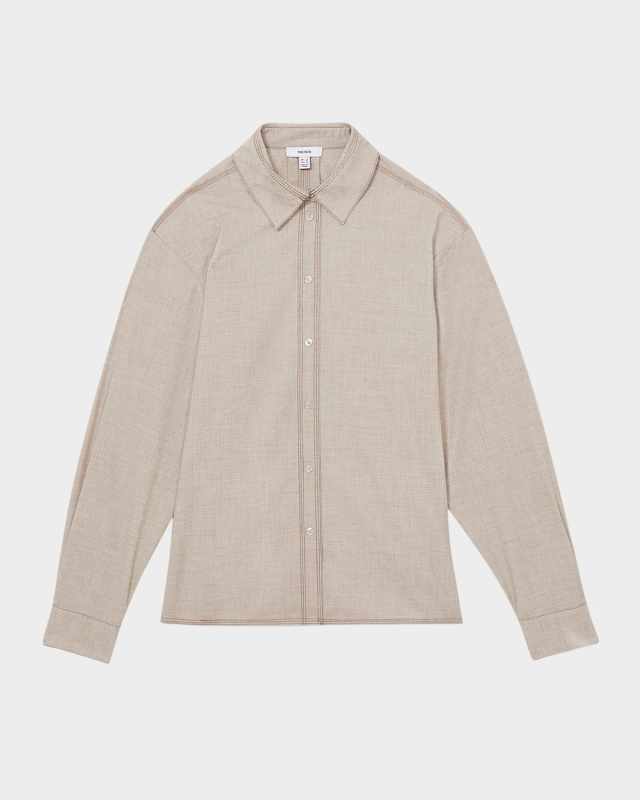 Nova Topstitched Button-Down Shirt